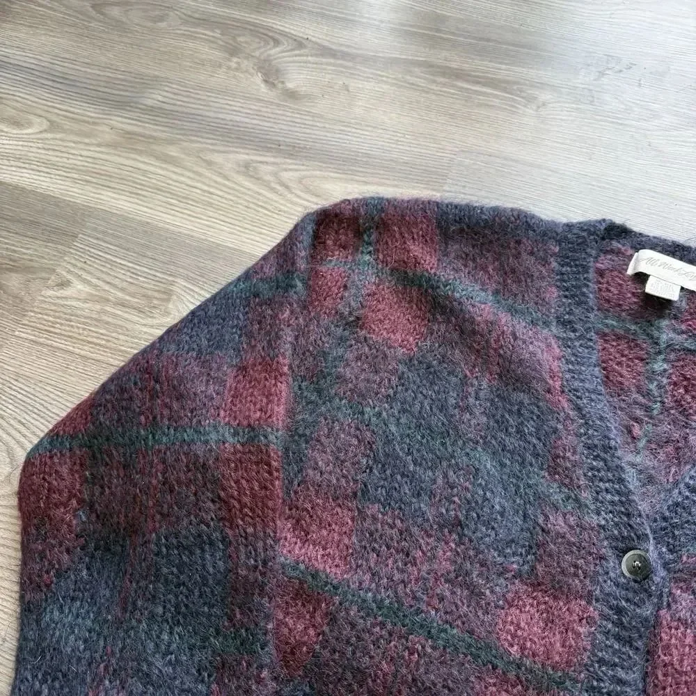 Vintage 90s Fuzzy‎ Mohair Cardigan Grandpa Sweater Knit Grunge Large